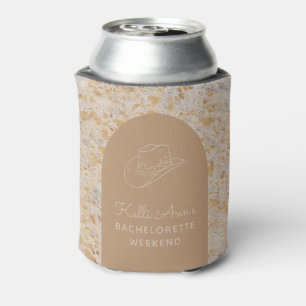 Custom Elegant Gold Cowhide Modern Cowgirl Can Cooler