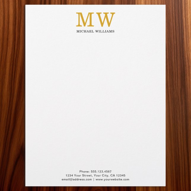 Custom Elegant Gold Initials Monogram Personalized Letterhead (Creator Uploaded)