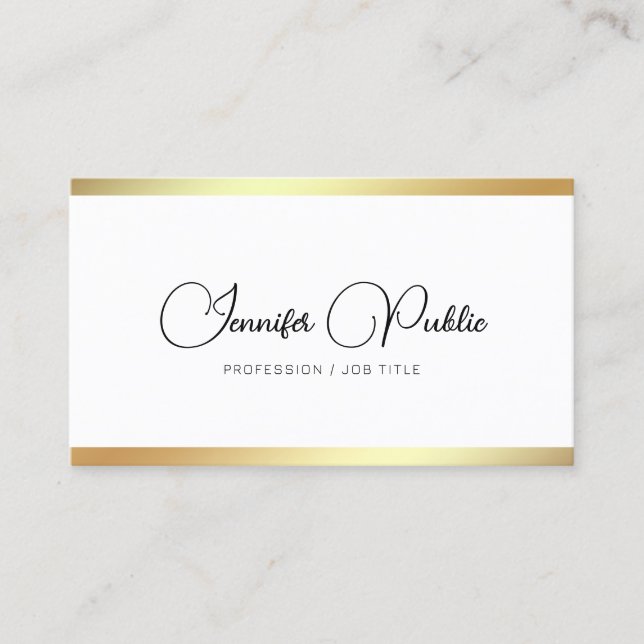 Custom Elegant Gold Look Modern Calligraphy Script Business Card (Front)