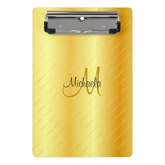 Custom Elegant Gold Look Monogram Template Mini Clipboard (Front)