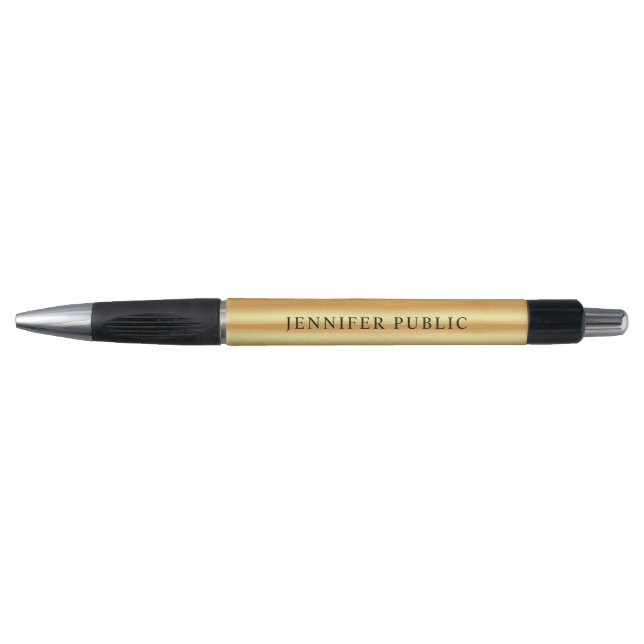 Custom Elegant Gold Look Template Name Black Pen (Front)