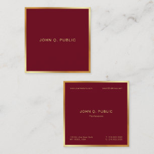Custom Elegant Gold Text Burgundy Red Luxe Silk Square Business Card