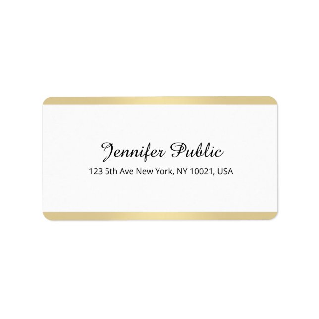 Custom Elegant Gold White Handwritten Template Label (Front)