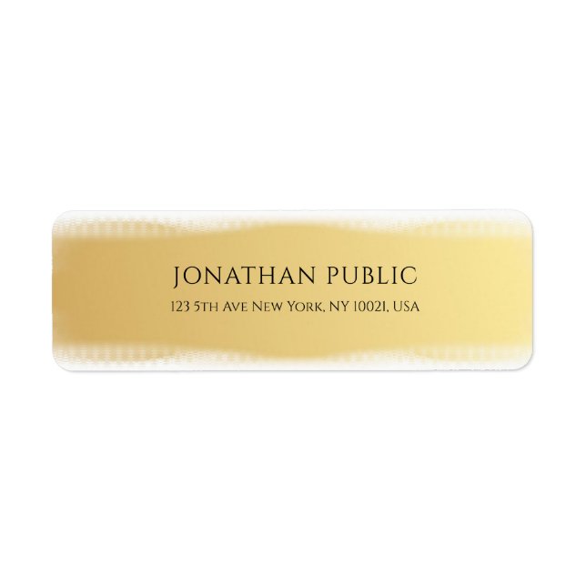 Custom Elegant Gold White Template Return Address (Front)