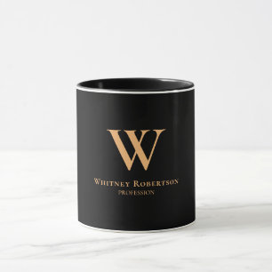 Custom Elegant Golden Monogram and Profession Mug