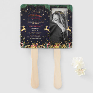 Custom Elegant Golden Reindeer Holiday Season  Hand Fan