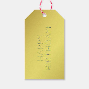Custom Elegant Golden Yellow Happy Birthday Wish Gift Tags