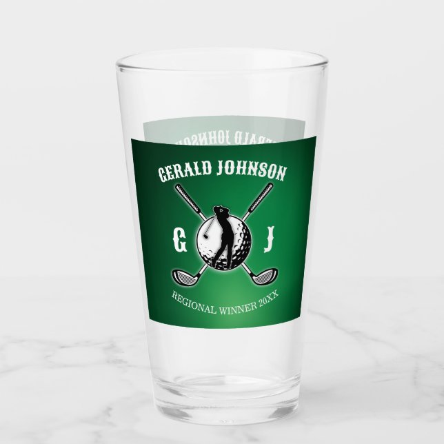 Custom Elegant Golf Monogram Design Glass (Front)