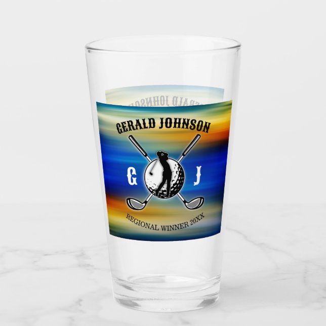 Custom Elegant Golf Monogram Design Glass (Front)