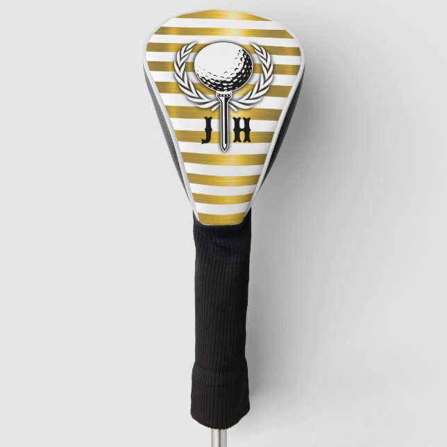 Custom Elegant Golf Monogram Design Golf Head Cover (Front)