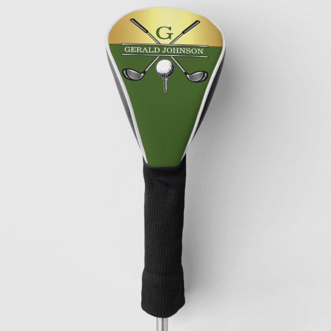 Custom Elegant Golf Monogram Design Head Cover (Front)