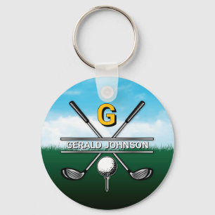 Custom Elegant Golf Monogram Design Keychain
