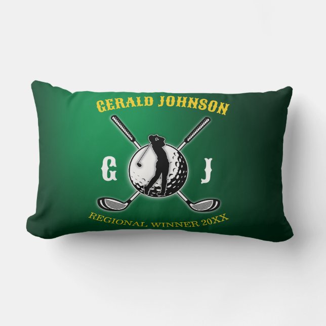 Custom Elegant Golf Monogram Design Lumbar Pillow (Front)