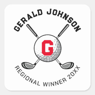 Custom Elegant Golf Monogram Design Square Sticker