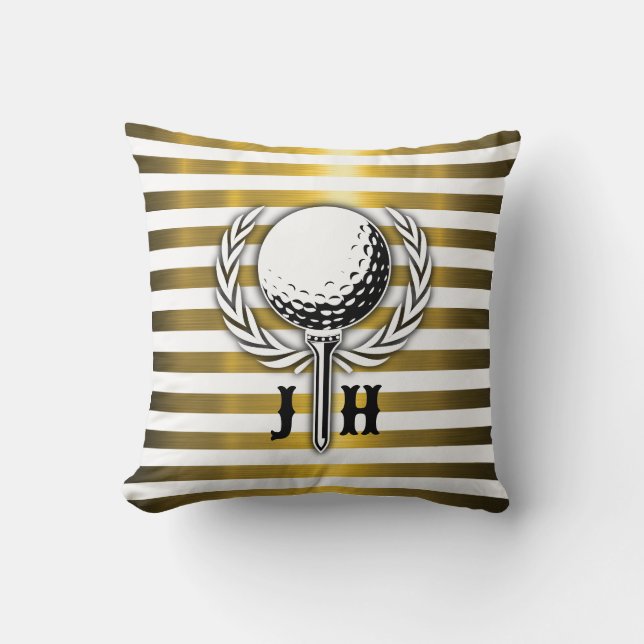 Custom Elegant Golf Monogram Design Throw Pillow (Front)