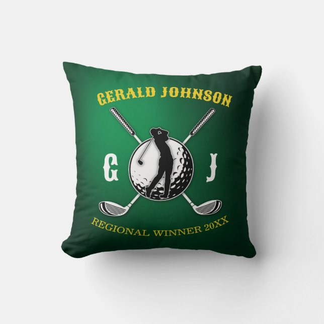 Custom Elegant Golf Monogram Design Throw Pillow (Front)