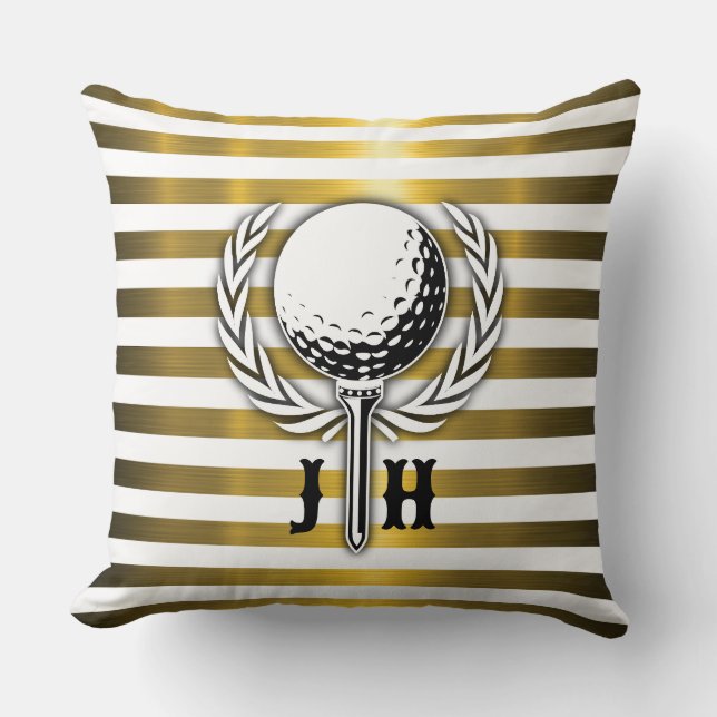 Custom Elegant Golf Monogram Design Throw Pillow (Front)