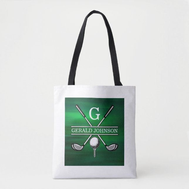 Custom Elegant Golf Monogram Design Tote Bag (Front)