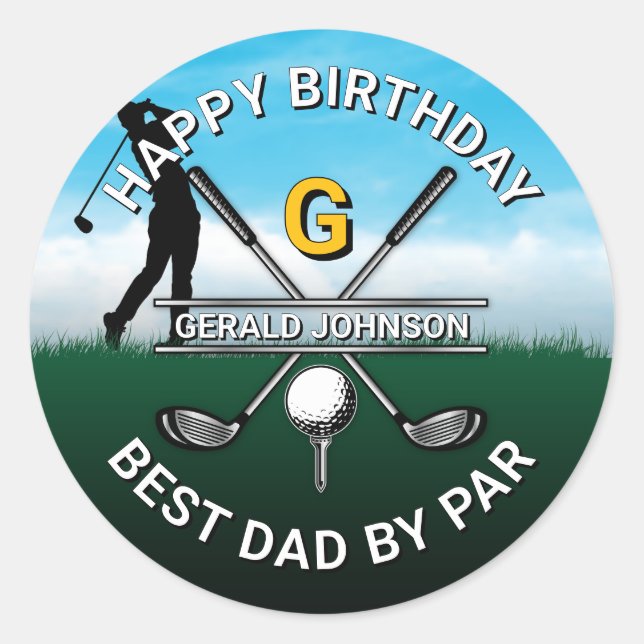 Custom Elegant Golf Party Design Classic Round Sticker (Front)