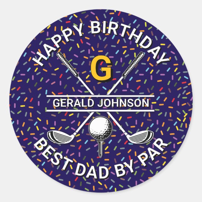 Custom Elegant Golf Party Design Classic Round Sticker (Front)