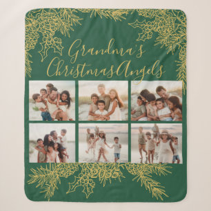 Custom Elegant Grandma's Christmas Photo Collage Sherpa Blanket