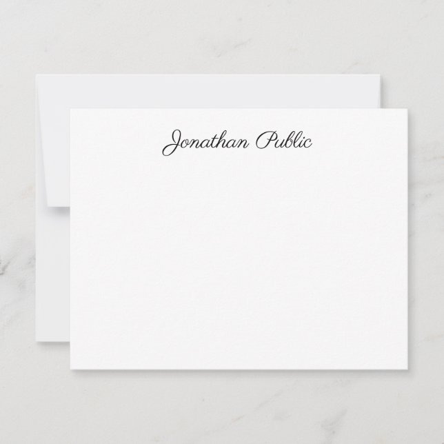 Custom Elegant Hand Script Text Modern Design Flat Card (Front)