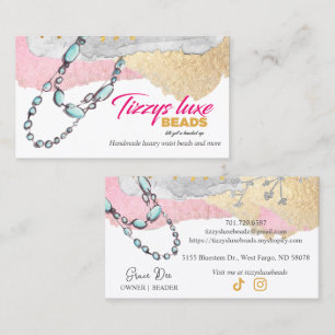 CUSTOM Elegant Handcrafted Bead Jewelry V2 R1 Busi Business Card