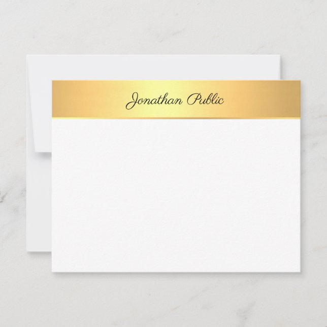 Custom Elegant Handwritten Script Text Gold Look Card (Front)
