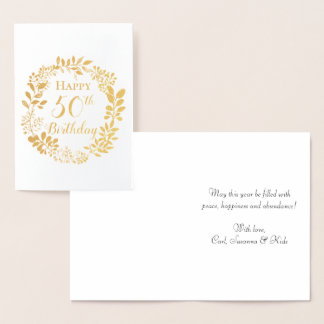 Custom Elegant Happy Birthday Real Gold Foil Card