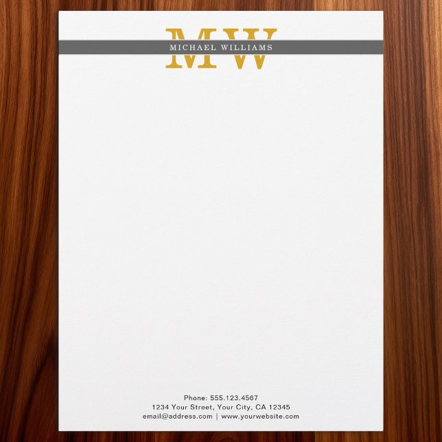 Custom Elegant Initials Monogram Personalized Letterhead (Creator Uploaded)