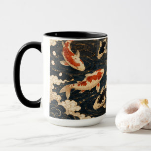 Custom Elegant Japanese Koi & Crane Art Mug