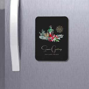 Custom Elegant Lantern Minimalist Script Christmas Magnet