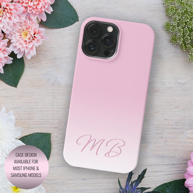 Custom Elegant Light Cotton Candy Pink Monogram Case-Mate iPhone Case (Creator Uploaded)