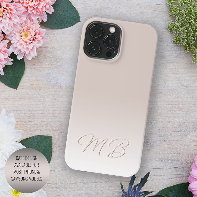 Custom Elegant Light Neutral Beige Cream Monogram iPhone Case (Creator Uploaded)