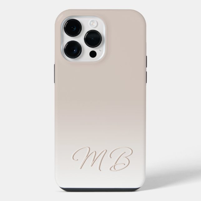 Custom Elegant Light Neutral Beige Cream Monogram iPhone Case (Back)