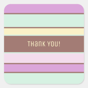 Custom Elegant Light Pastel Stripes Thank You Square Sticker