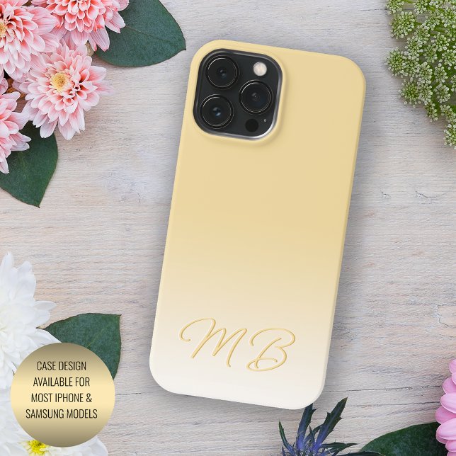 Custom Elegant Light Tuscan Sun Yellow Monogram iPhone Case (Creator Uploaded)