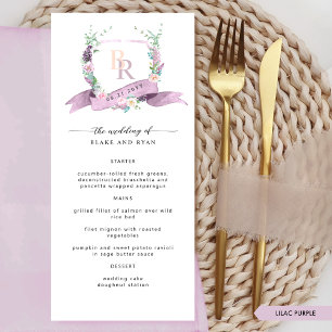 Custom Elegant Lilac Pastel Colour Monogram Weddin Menu