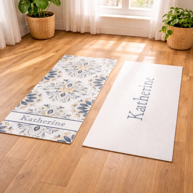 Custom Elegant Mandala Gold Navy Yoga Mat (Creator Uploaded)