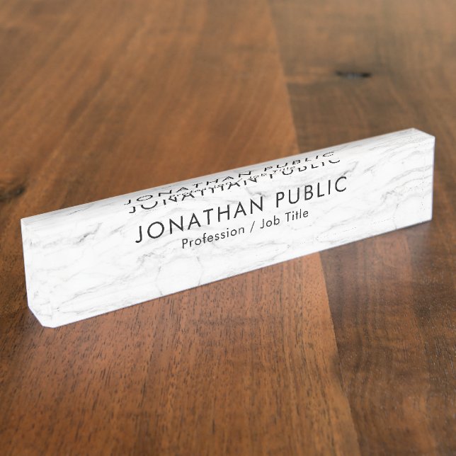 Custom Elegant Marble Modern Template Add Logo Nameplate (Side)