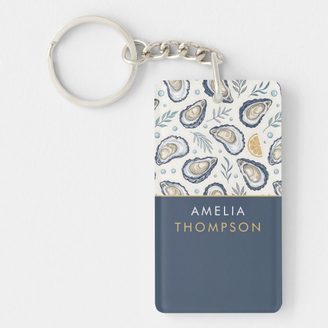Custom Elegant Marine Oysters Keychain (Front)