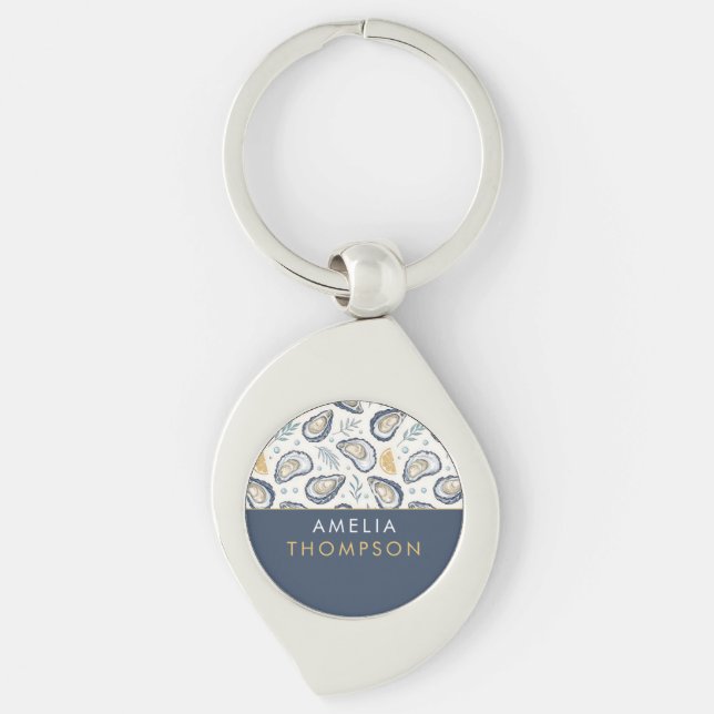 Custom Elegant Marine Oysters Keychain (Front)