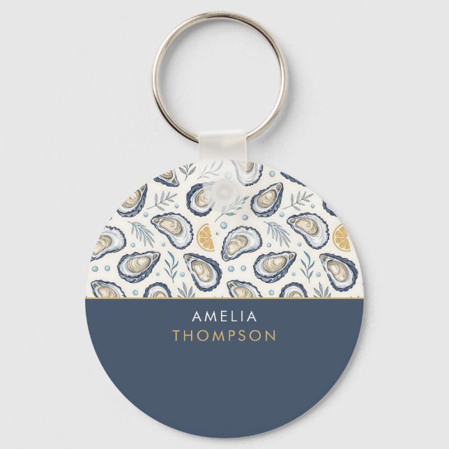 Custom Elegant Marine Oysters Keychain (Front)