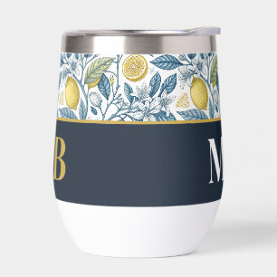 Custom Elegant Mediterranean Lemon Botanical Navy