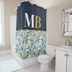 Custom Elegant Mediterranean Lemon Botanical Navy