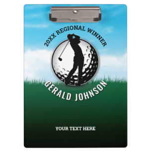 Custom Elegant Men Golf Monogram Design Clipboard