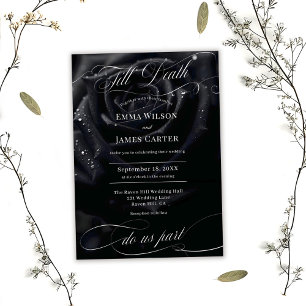 Custom Elegant Midnight Rose Floral Wedding Invita Invitation