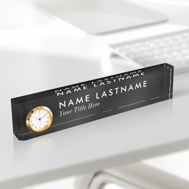Custom Elegant Minimalist Black Name Plate Clock (Creator Uploaded)