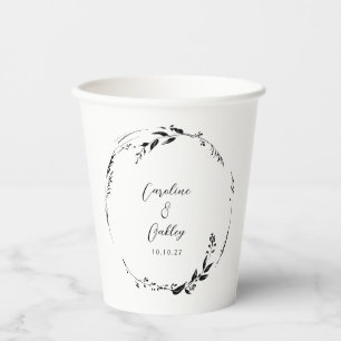 Custom Elegant Minimalist Botanical Modern Wedding Paper Cups