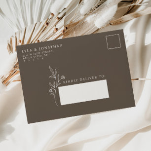 Custom Elegant Minimalist Brown Wedding Envelope